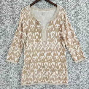 Chico's scoop neck slit pattern 3/4 sleeve sweater dress 2/ 12